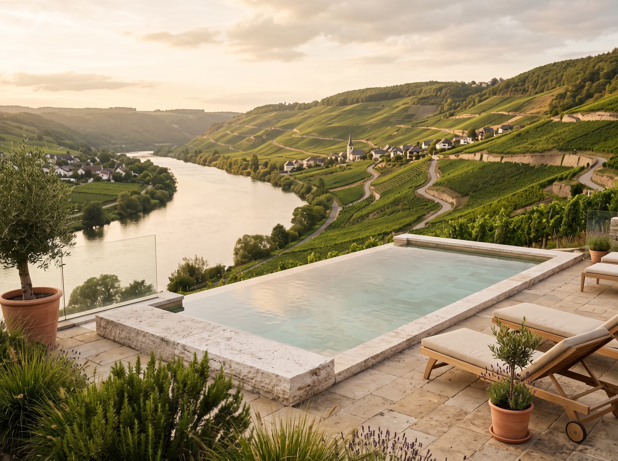 Pisciniste à Dalheim, vallée de la Moselle